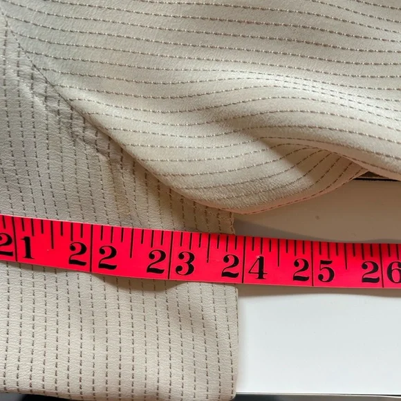 Yves Saint Laurent vintage silk button down blouse shirt cream pinstripe size L - Picture 7 of 8